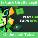 Cash Giraffe's official mascot and tagline, featuring a title that asks, "Is Cash Giraffe Legit or Just Tall Tales?"
